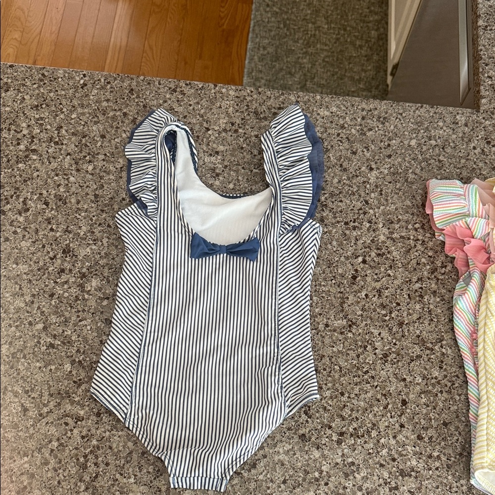 Striped Ruffle One-Piece Swimsuit - Picture 3 of 5